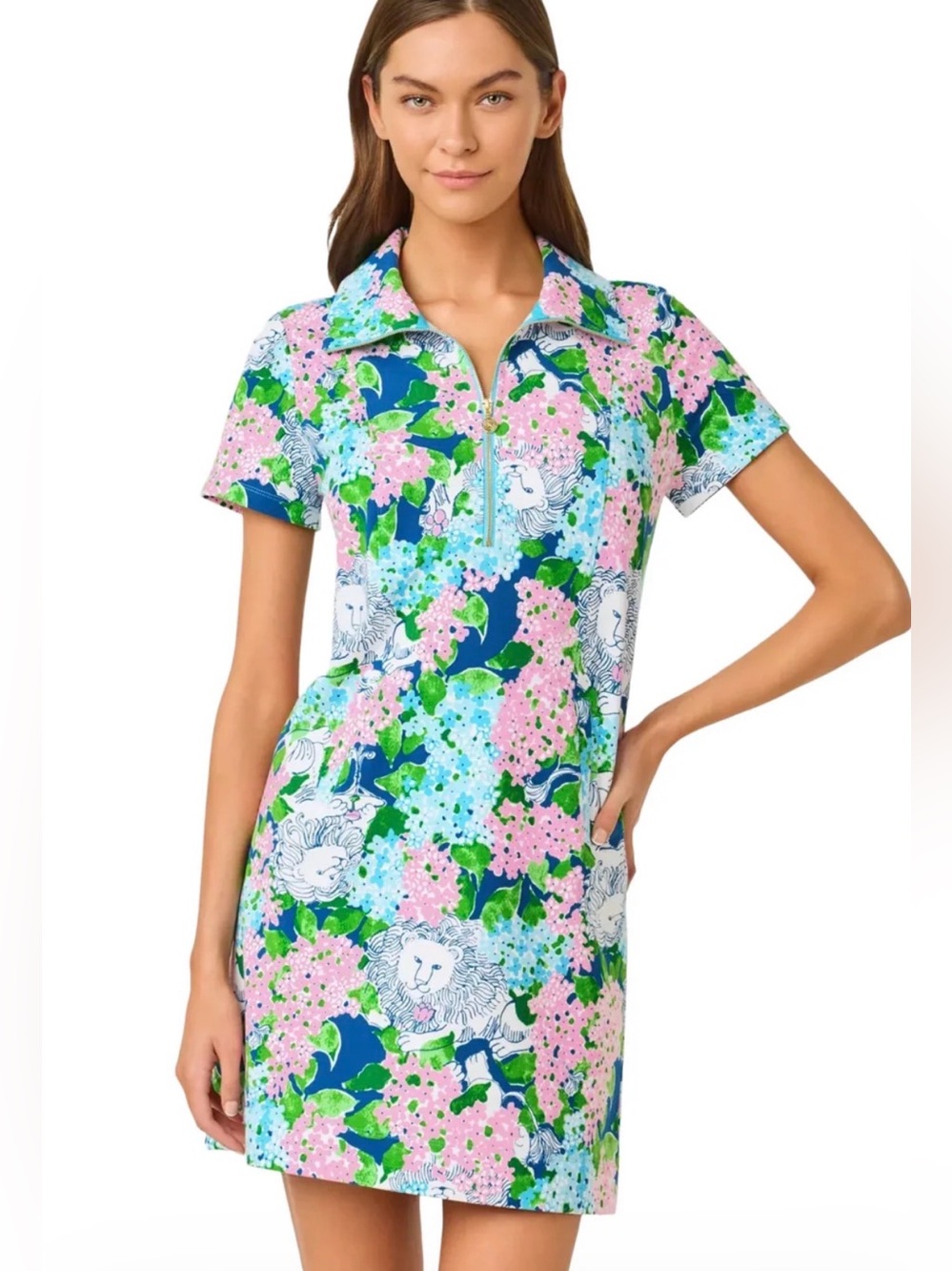 🆕 Lilly Pulitzer Eleni Dress- in Starlight Navy Lydia The Lion NWT